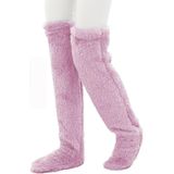 Peluş Diz Üstü Oda Çorabı, Welsoft Uzun Isıtıcı Çorap (Pembe, STANDART)
