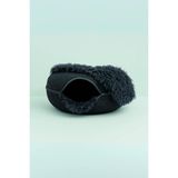 Peluş Donut Kedi Yatağı - Peluş Donut Kedi Tüneli - Koyu Gri - 60 CM - LARGE