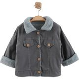 Peluş Erkek Bebek Mont - 12 Ay - 0-Gri