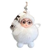 Peluş Gözlüklü Kız Bebek Çanta Süsü/Charm Anahtarlık (Beyaz)