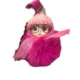 Peluş Gözlüklü Kız Bebek Çanta Süsü/Charm Anahtarlık (Fuşya Pembe)