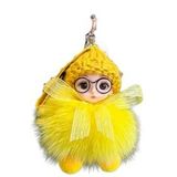 Peluş Gözlüklü Kız Bebek Çanta Süsü/Charm Anahtarlık (Sarı)