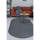 Peluş Halı Koyu Gri Cool Yıkanabilir Oval Kesme Post Yolluk Kilim Salon Halısı Modelleri