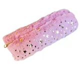 Peluş Kalemlik Silindir Tek Bölmeli Pudra Pembe, Astarlı