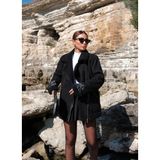 Peluş Kaplama Oversize Kaban - Siyah