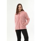 Peluş Kapüşonlu Mont - Pembe