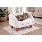 Peluş Kedi Koltuğu | Yumuşak Kedi Yatağı | Köpek Koltuğu (Beyaz, Standart) - Çok Renkli - Beyaz - Gold