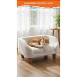 Peluş Kedi Koltuğu, Yumuşak Lüks Kedi Köpek Yatağı, Kedi Köpek Koltuğu beyaz