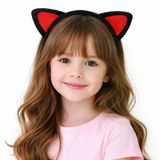 Peluş Kedi Kulak Taç Kırmızı Siyah – Çocuk Parti Kostüm Tacı Mirsm0010k-F032-K