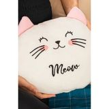 Peluş Kedi Yastık Çocuk Odası Peluş Kedi Yastık - 53 x 37 cm - Beyaz