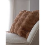 Peluş Kırlent Kılıfı Sütlü Kahve Pofuduk Çift Taraflı Pelus Yastik Bubble Pelus Kırlent Kare - 43 x 43 cm
