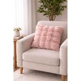 Peluş Kırlent Seti İkili - 40x40 cm Yumuşak Dokulu Dekoratif Kırlent Kılıfı - Pembe