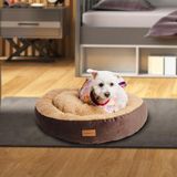 Peluş Minderli Küçük ve Orta Irk Kedi Köpek Yatağı 62X65 cm - Kahverengi