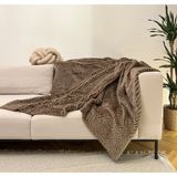 Peluş Örtü Kaymaz Koltuk Örtüsü Çizgi Desenli Koltuk Örtüsü 200 x 150 cm - Kahverengi