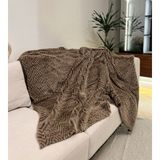 Peluş Örtü Kaymaz Koltuk Örtüsü Çizgi Desenli Koltuk Örtüsü 200 x 75 cm - Kahverengi