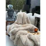 Peluş Örtü Kaymaz Koltuk Örtüsü Lolita Koltuk Örtüsü 200 x 150 cm - Açık Bej