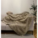 Peluş Örtü Kaymaz Koltuk Örtüsü Tibet Koltuk Örtüsü 200 x 150 - Kül Grisi