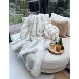 Peluş Örtü Kaymaz Koltuk Örtüsü Tibet Koltuk Örtüsü 200 x 75 - Siyah - Beyaz