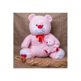 Peluş Oyuncak Ayıcık Yavrulu 100 Cm Pembe 3 Yaş Ve Üzeri Çocuklar İçin - 100 Cm Boyut