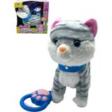 Peluş Pilli Sesli Tasmalı Yürüyen Sevimli Kedi Mia Tasmalı Oyun Arkadaşı Oyuncak