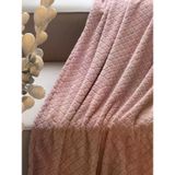 Peluş Pudra Baklava Desen Koltuk Örtüsü 170X220cm
