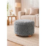 Peluş Puf Kumaş Doğal Gürgen Topuz Ayaklı Puf & Koltuk & Bench Çok Amaçlı Koltuk - 45 x 36 - Gri