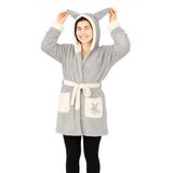 Pelüş sabahlık,bornoz, yumuşak polar sabahlık, kapüşonlu ve cepli, pelüş sıcak ev mantosu, uzun,sauna bornozu, spa ve tatil için(Gri, Standart)