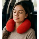 Peluş U Tipi Boyun Yastığı Yumuşak ve Ergonomik Seyahat Konforu Kırmızı