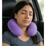 Peluş U Tipi Boyun Yastığı Yumuşak ve Ergonomik Seyahat Konforu Lila