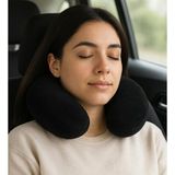 Peluş U Tipi Boyun Yastığı Yumuşak ve Ergonomik Seyahat Konforu Siyah