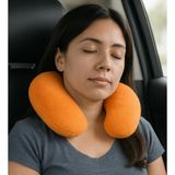 Peluş U Tipi Boyun Yastığı Yumuşak ve Ergonomik Seyahat Konforu Turuncu