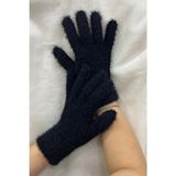 Peluş Uzun Eldiven - Siyah - Standart