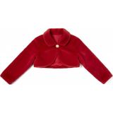 Pelüş Uzun Kol Kız Çocuk Bolerosu M00681 - 9 Yaş - Kırmızı
