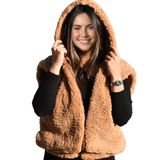 Pelüş Yelek, Sweat,Pelüş Mont,Pelüş sıcak Tutan Yelek, Yılbaşı Hediyesi (Kahve, Şapka)
