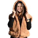 Pelüş Yelek,Sweat Mont,Pelüş sıcak Tutan Yelek, Yılbaşı Hediyesi (Kahve, Ponponlu)