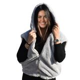 Pelüş Yelek,Sweat,Pelüş Mont,sıcak Tutan Yelek, Yılbaşı Hediyesi (Gri, Şapka)