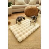 Peluş Yumuşak Yıkanabilir Bubble Kedi Yatağı - Köpek Yatağı Minder Krem - 50 x 60 cm