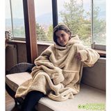 Peluşcu Dayı Welsoft Peluş Polar Giyilebilir Battaniye Pijama - Bej - 70 x 110 cm