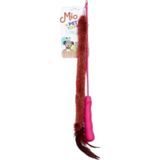 Peluşlu Tüylü Kedi Olta Oyuncağı Pembe - Çok Renkli