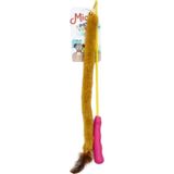 Peluşlu Tüylü Kedi Olta Oyuncağı Sarı-Pembe