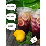 Pem Ambalaj 12 OZ Plastik Pet Milkshake Limonata Bardak Kapak Pipetli 50 Adet