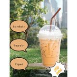 Pem Ambalaj 14 OZ Plastik Pet Milkshake Limonata Bardak Kapak Pipetli 100 Adet