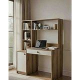 Pema Home %100 Mdf Kapaklı Çekmeceli Kitaplıklı Çalışma Masası - 146x80 - Atlantik Çam