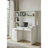 Pema Home %100 Mdf Kapaklı Çekmeceli Kitaplıklı Çalışma Masası - 146x80 - Beyaz