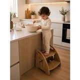 Pema Home % 100 Mdf Montessori Çocuk Banyo Mutfak Lavabo Merdiven Çok Amaçlı Tabure Ceviz