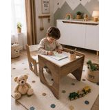 Pema Home %100 Mdf Montessori Çocuk Öğrenme Kulesi Merdiveni Oturaklı Çizim Masası