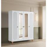 Pema Home Peri %100 Mdf Membran 4 Kapaklı Dolap Gardırop beyaz
