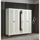 Pema Home Peri %100 Mdf Membran 5 Kapaklı Dolap Gardırop aytaşı Krem