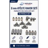 Pemaks 8 mm Atölye Rakor Seti Pnömatik Hızlı Bağlantı Rakor Seti