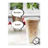 PEMAMBALAJ 12 Oz (350 ML) Plastik Pet Milkshake Limonata Bardak Delik Kapak 50 Adet